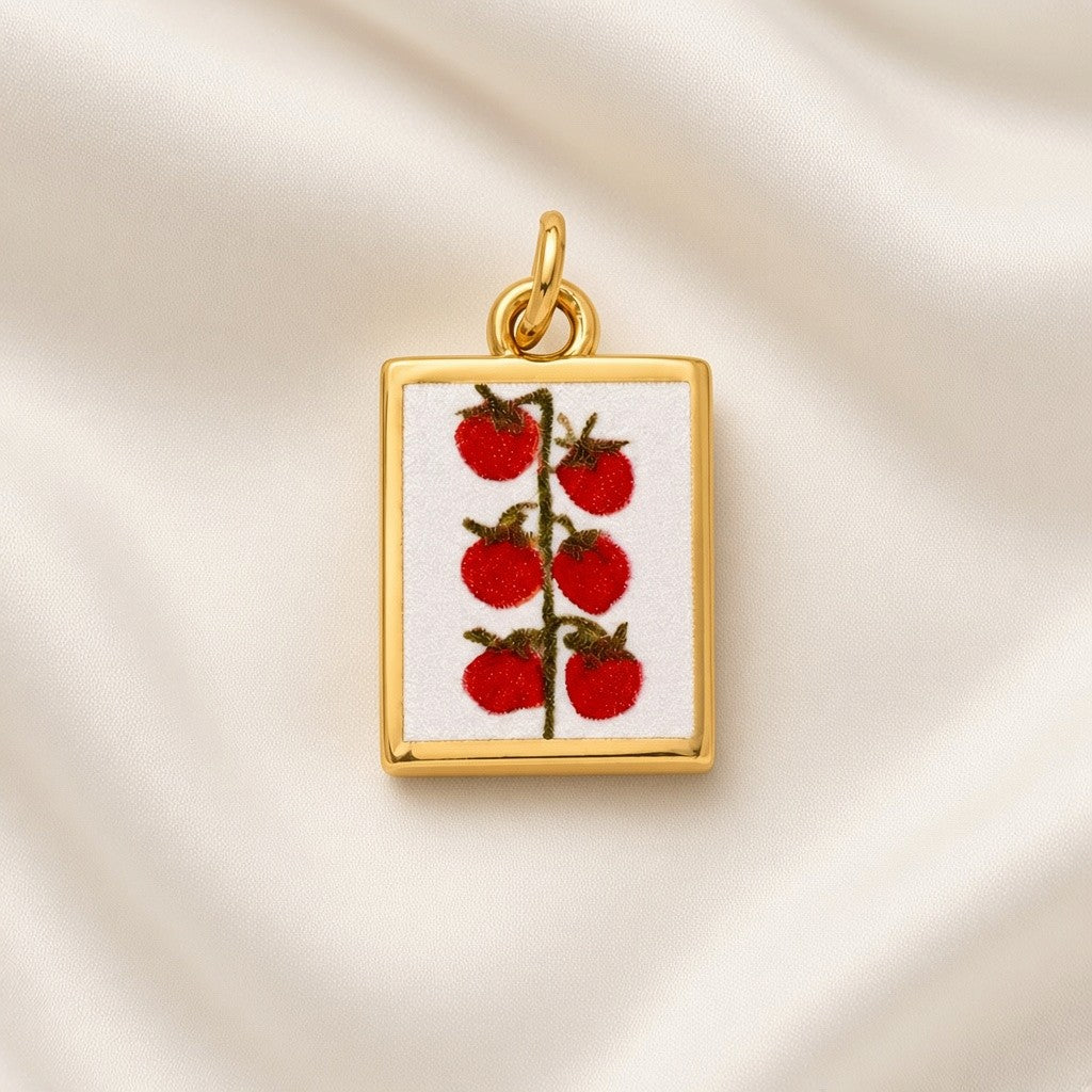 Charm Pendant 18K Gold Plated Copper Fruit Flower Mermaid - Tomato Vine