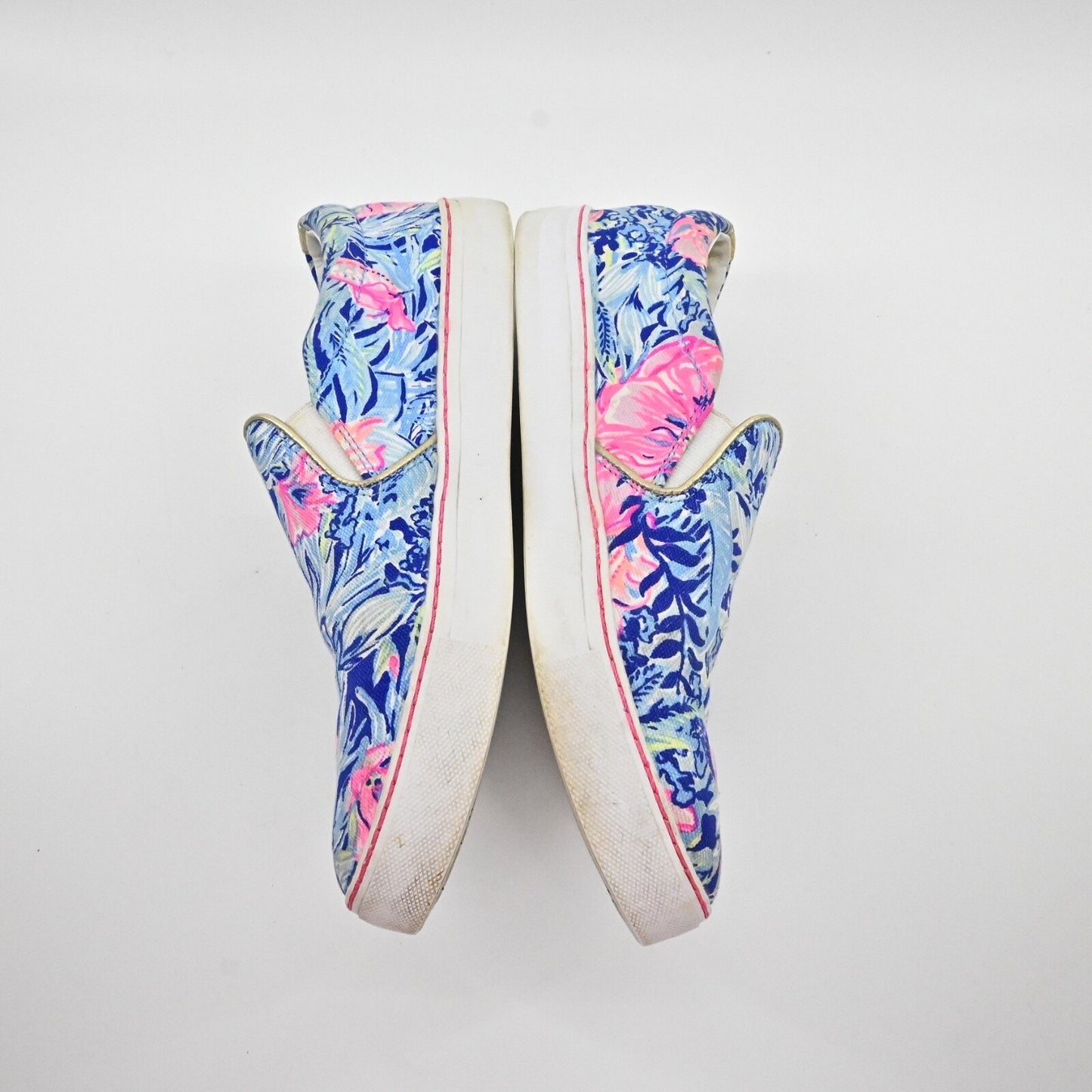 LILLY PULITZER Womens Julie Sneaker Size 9 Blue Lapis Bloom Print Slip On Preppy