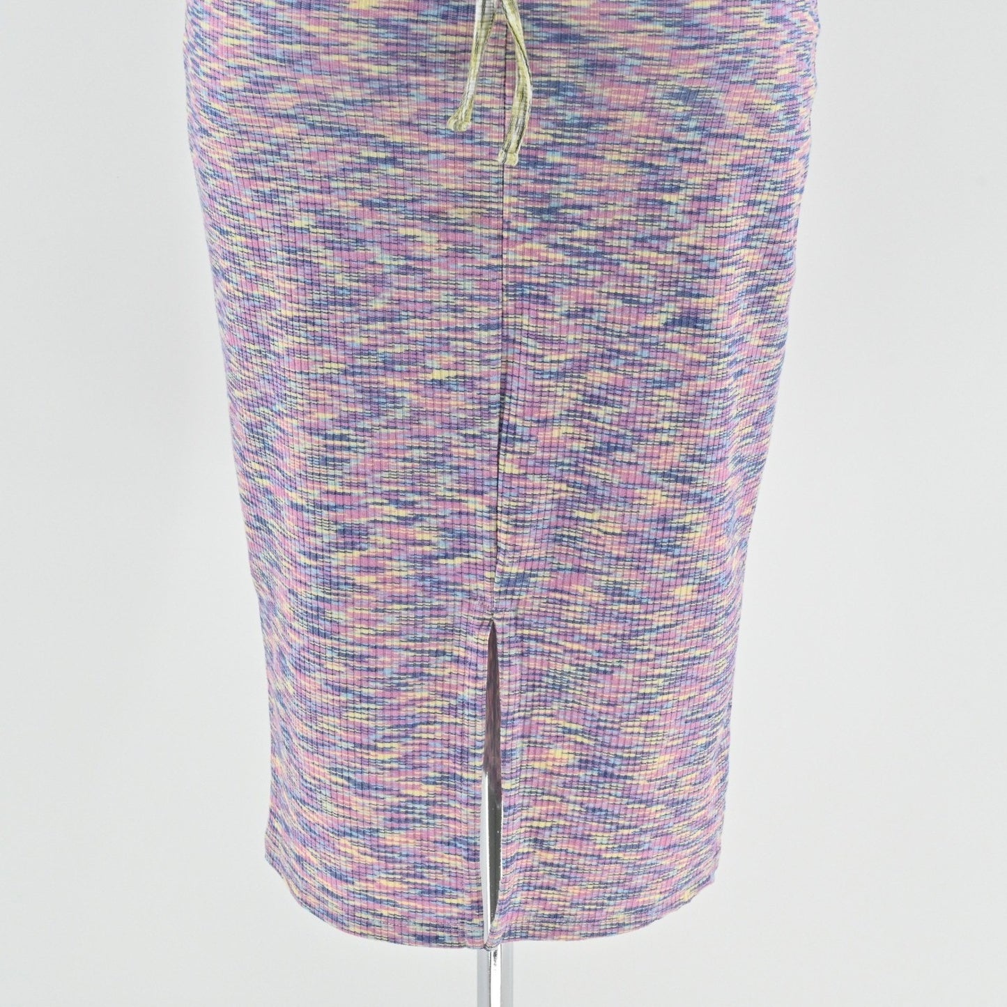 Lisa Says Gah Julia Halter Midi Dress Size S Tie Back Bodycon Ribbed Multicolor