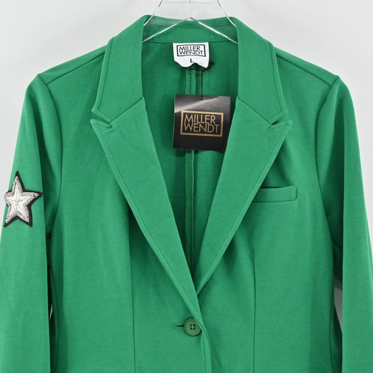 Miller Wendt Womens Ashley Blazer Size L Masters Green Star Patch Jacket NEW