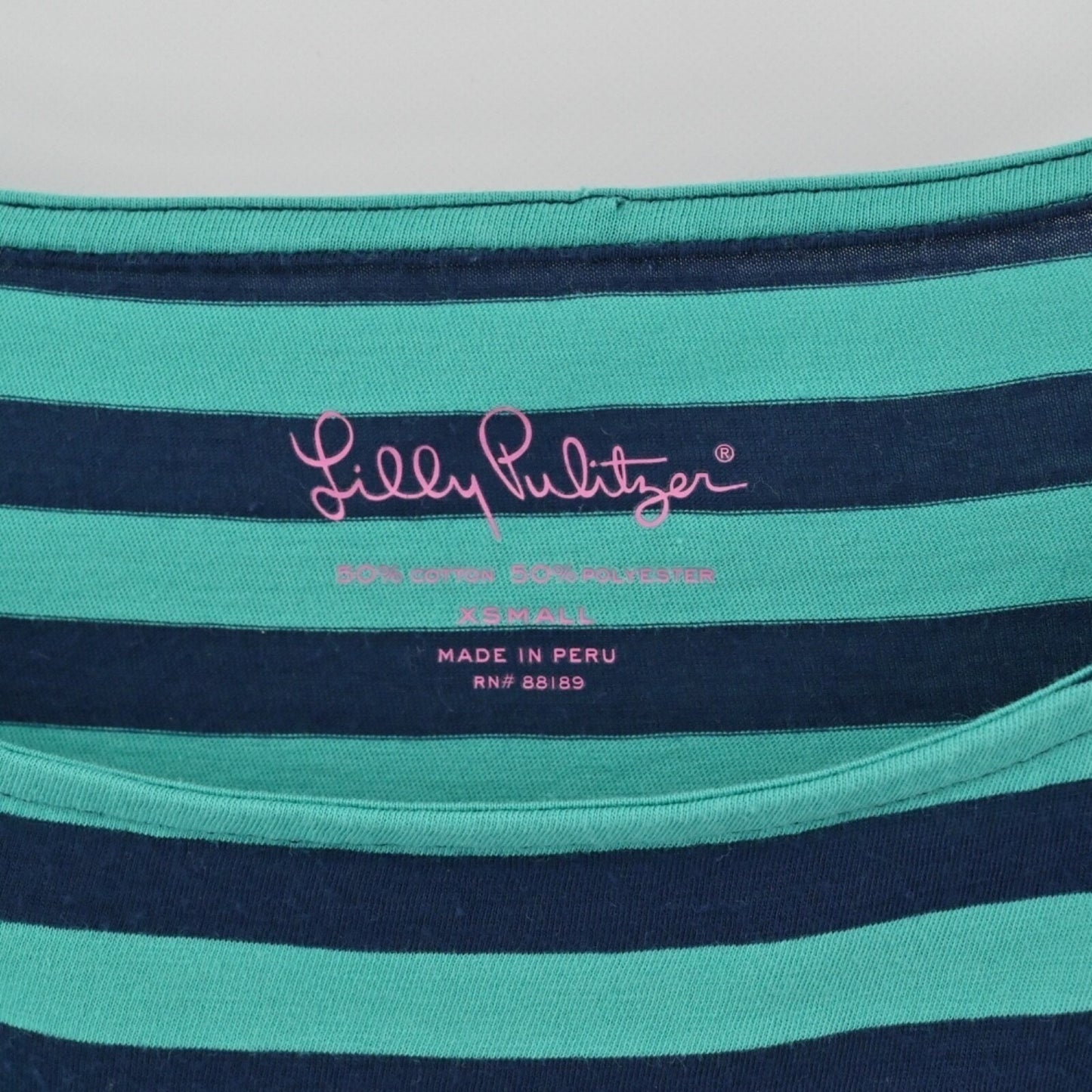 LILLY PULITZER Cassie Dress Size XS Blue Stripe Boat Neck Stretch Comfy Cotton