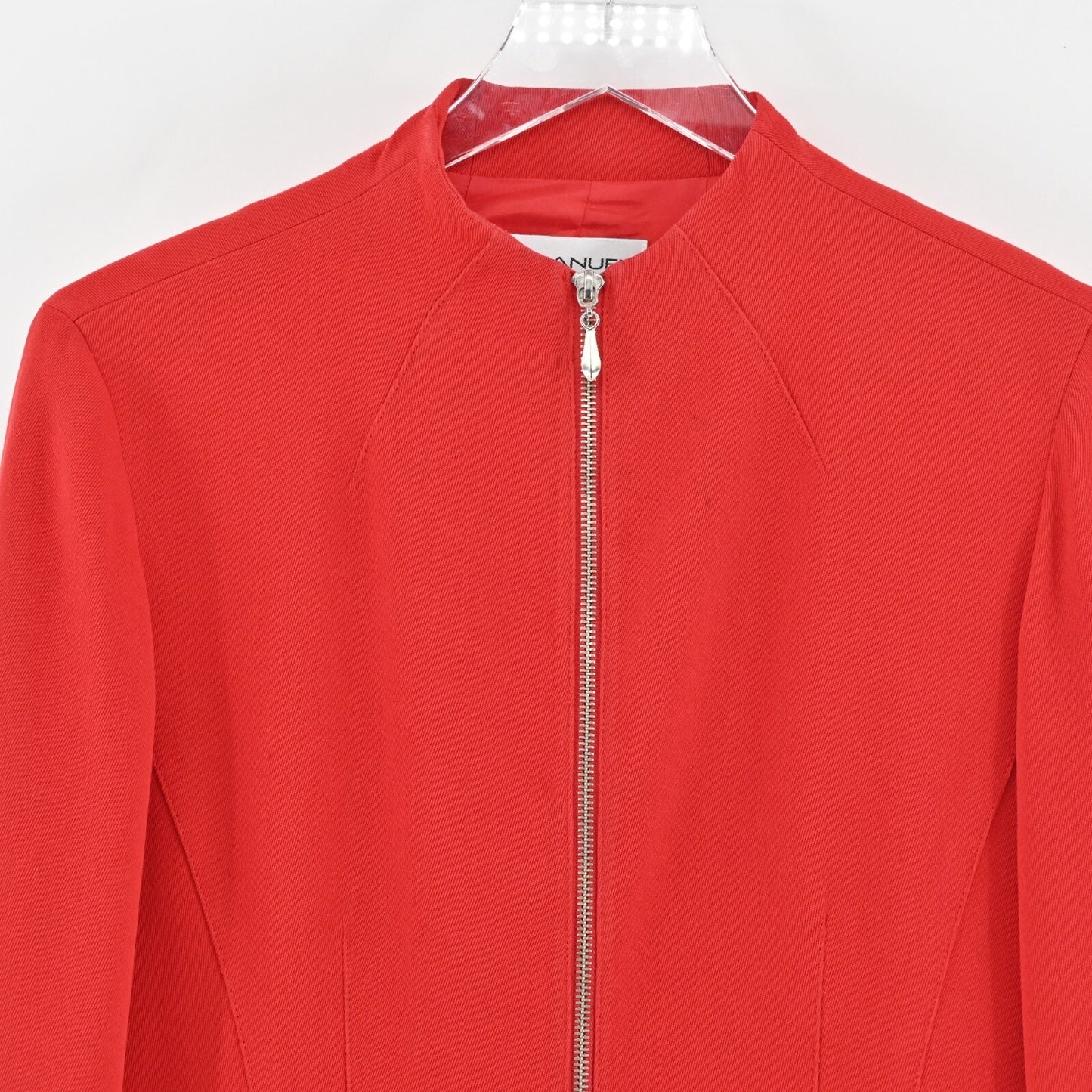 Vtg EMANUEL UNGARO Jacket Womens Size 8 Petite Solid Red Full Zip Blazer Classic