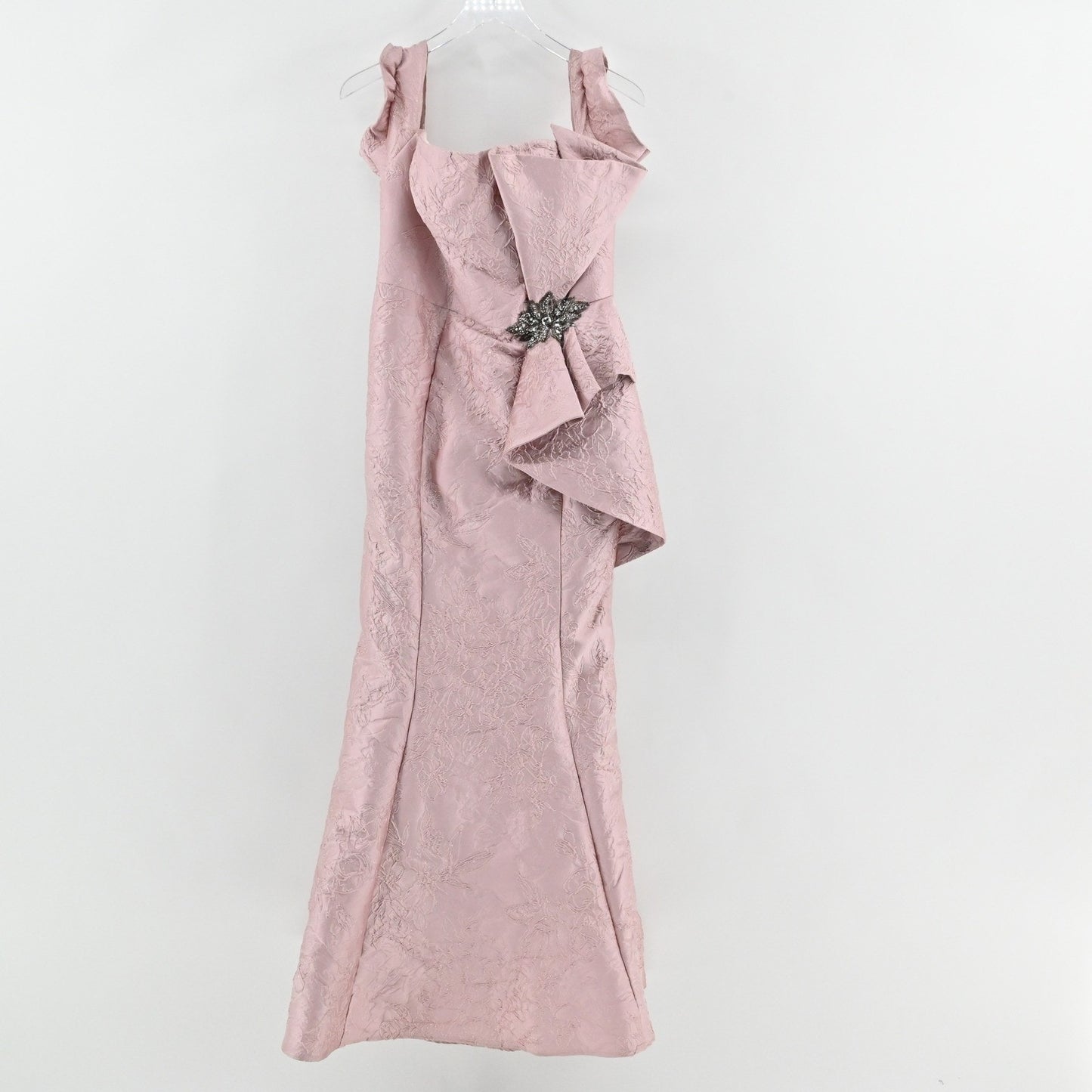 Feriani Couture Strapless Bow Ornate Evening Dress Size 14 Mauve 18878 Jacquard