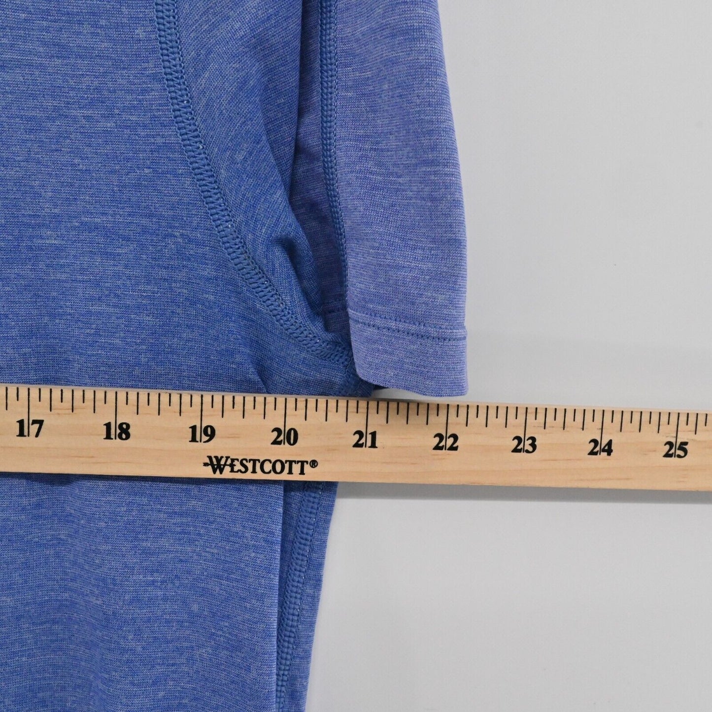 LULULEMON Polo Mens Size L Casual Heathered Blue Short Sleeve Shirt Collar Logo