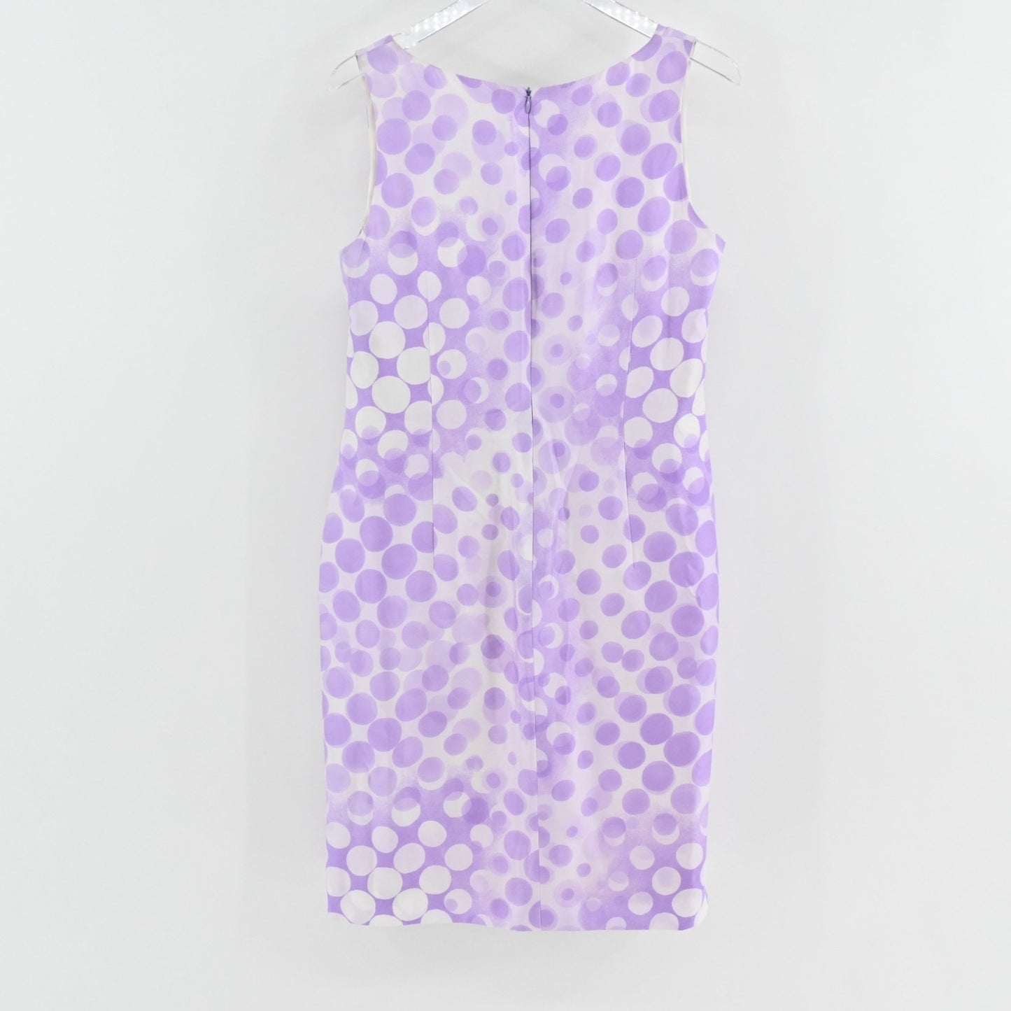 ESCADA Womens Silk Polka Dot Dress Size 42 Lavender Purple Shift Sleeveless NEW