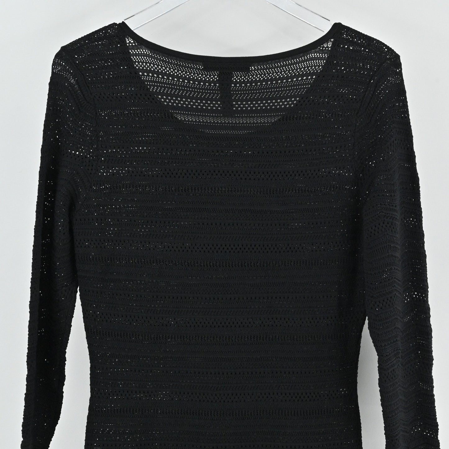 Ralph Lauren Crochet Knit Midi Dress Size M Black Long Sleeve Dark Romantic Boho