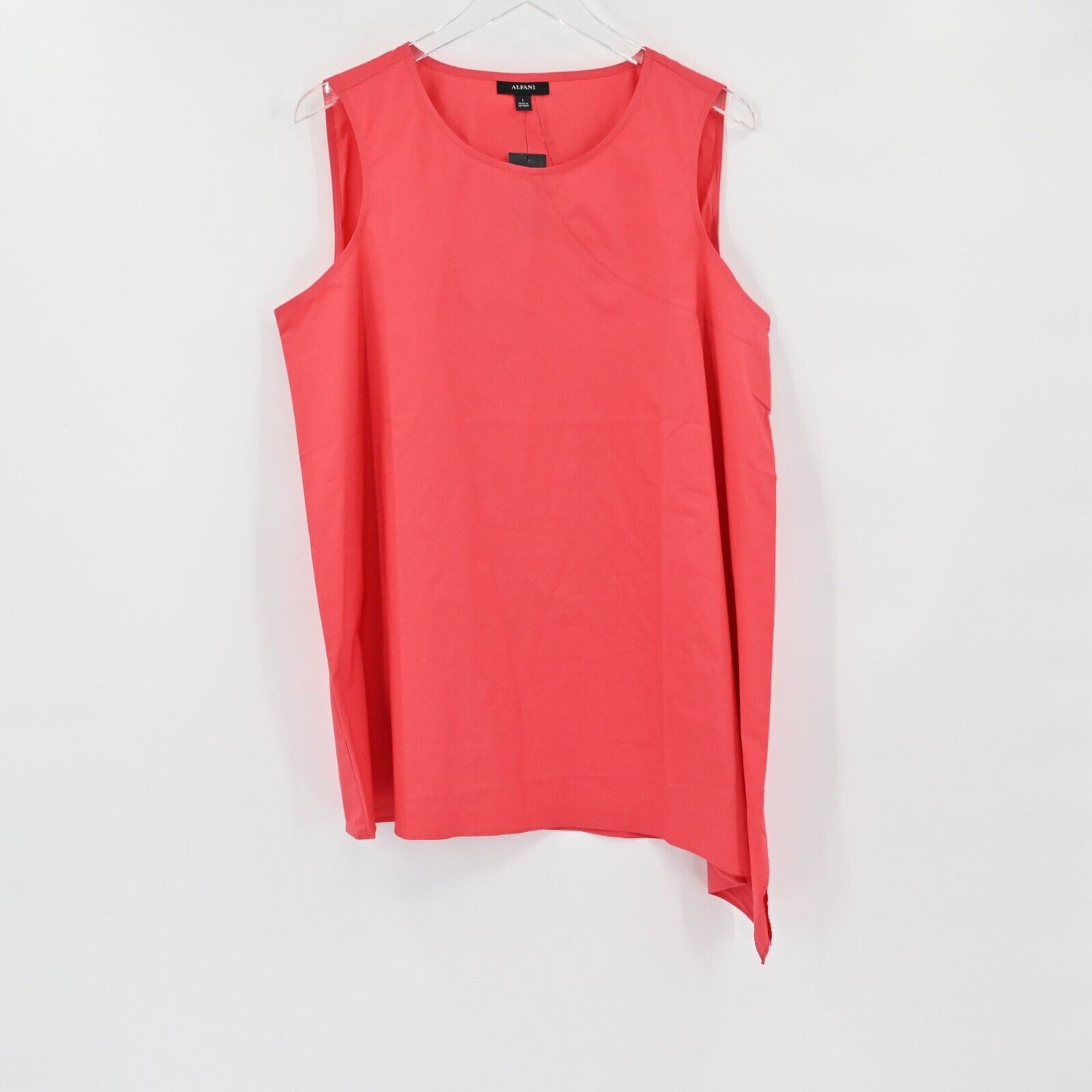ALFANI Top Womens Size L Cranberry Spice Pink Sleeveless Asymmetrical Tunic NEW