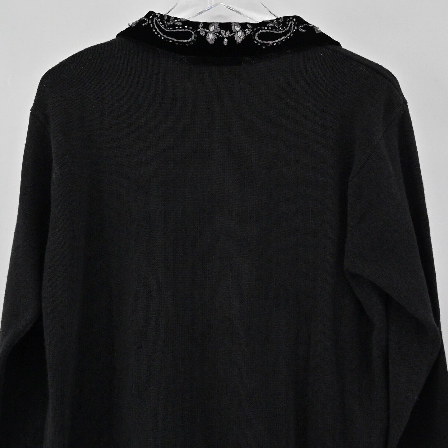 Vtg Beaded Cardigan Women Sz M Black Embroidered Paisley 90s TIARA INTERNATIONAL