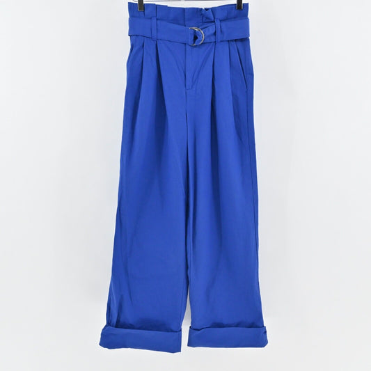 BANANA REPUBLIC Pants Womens Size 2 Blue High Rise Paperbag Belted Wide Leg Cuff
