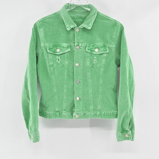Vtg HUDSON Womens Trucker Jacket Size S Green Corduroy Distressed Made in USA