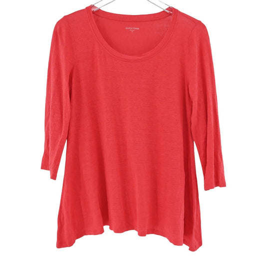 EILEEN FISHER Top Womens Size XS Blouse Organic Linen Jersey Shirt 3/4 Sleeve