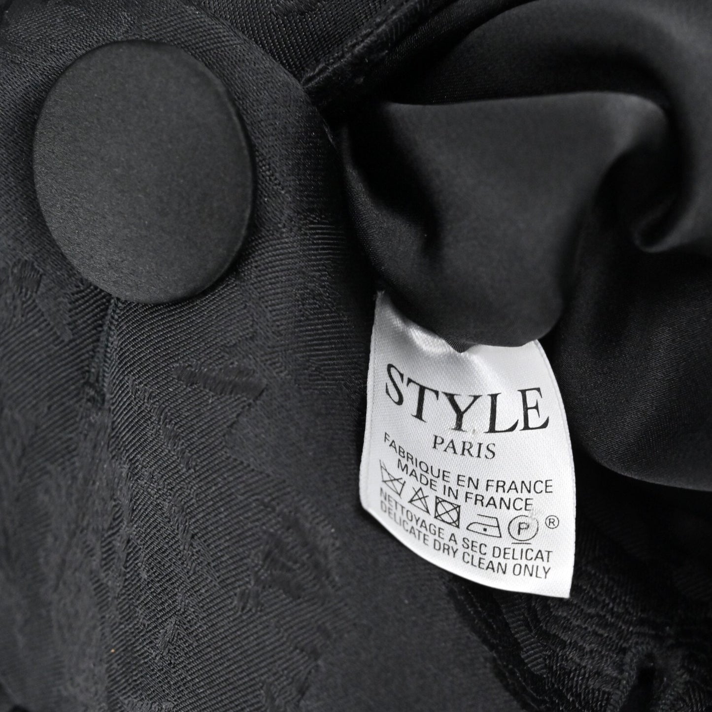 STYLE PARIS Jacket Womens 42 Black Silk Floral Damask Brocade Susan Sutherland