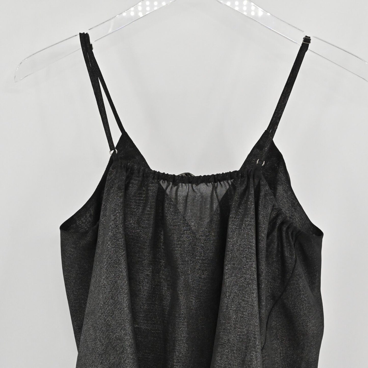 ANTHROPOLOGIE Womens Sz S Love Sam Cami Top Black Semi Sheer Embroidered Boho