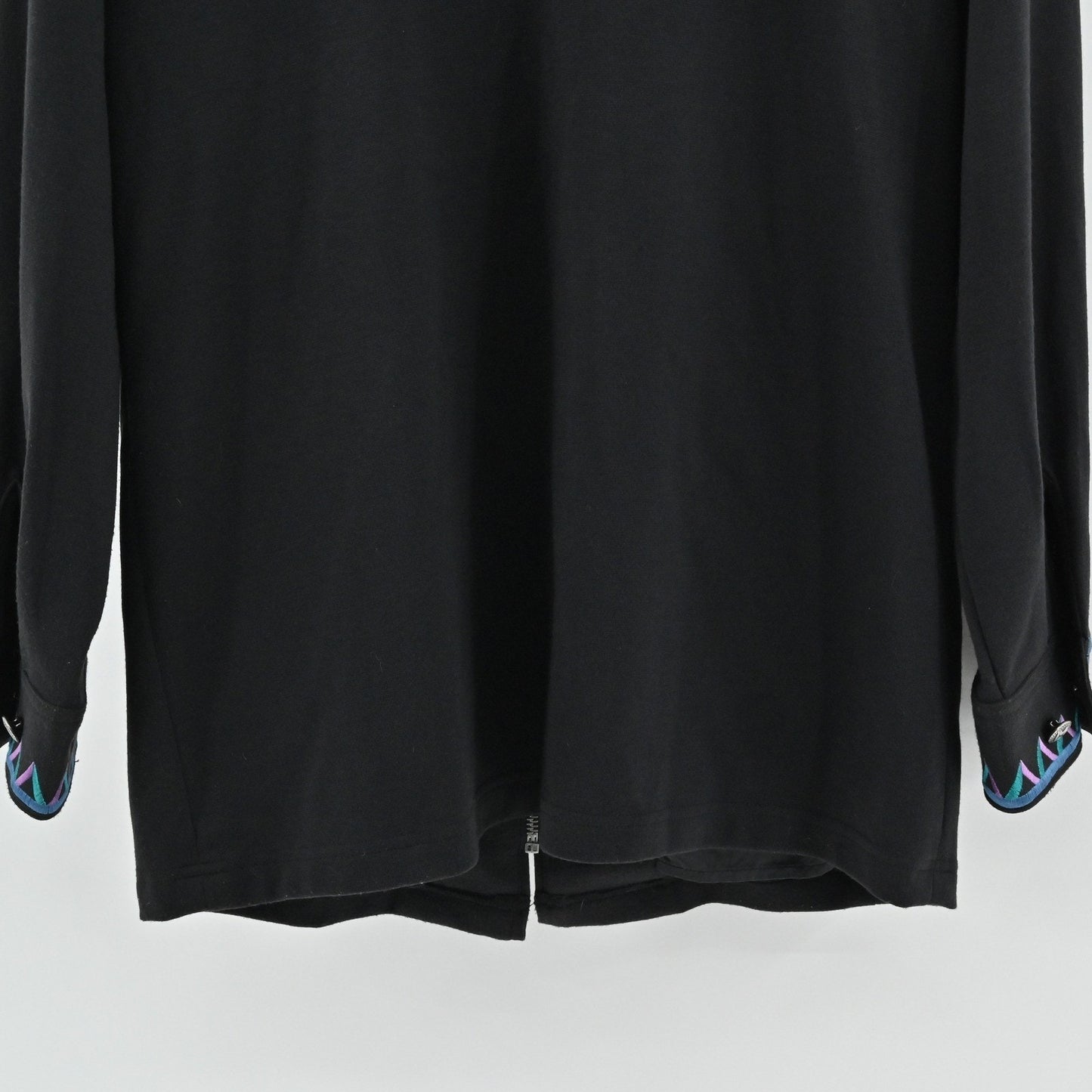 Bob Mackie Womens Embroidered Jacket Size M Black Zip Up Western Wearable Art