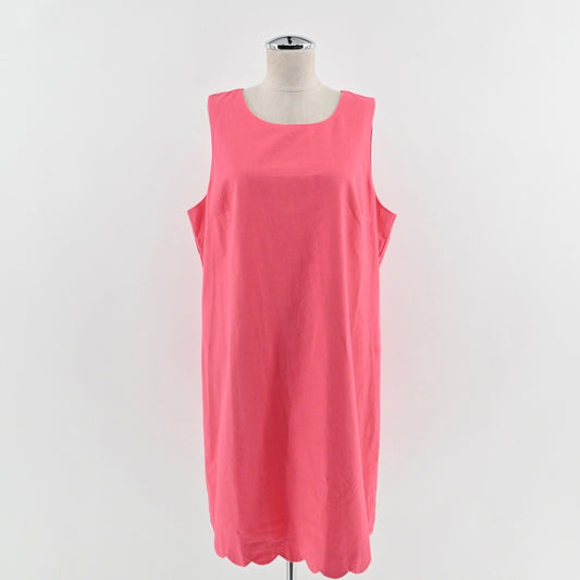 J Crew Scalloped Hem Dress Size 14 Coral Pink Shift Sleeveless Linen Minimalist