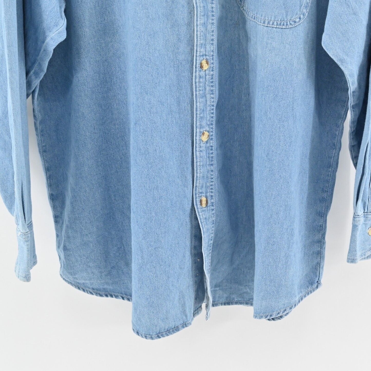 Vtg Drew Carey Show Shirt Mens Sz XL Blue Denim Button Front Warner Bros 1997