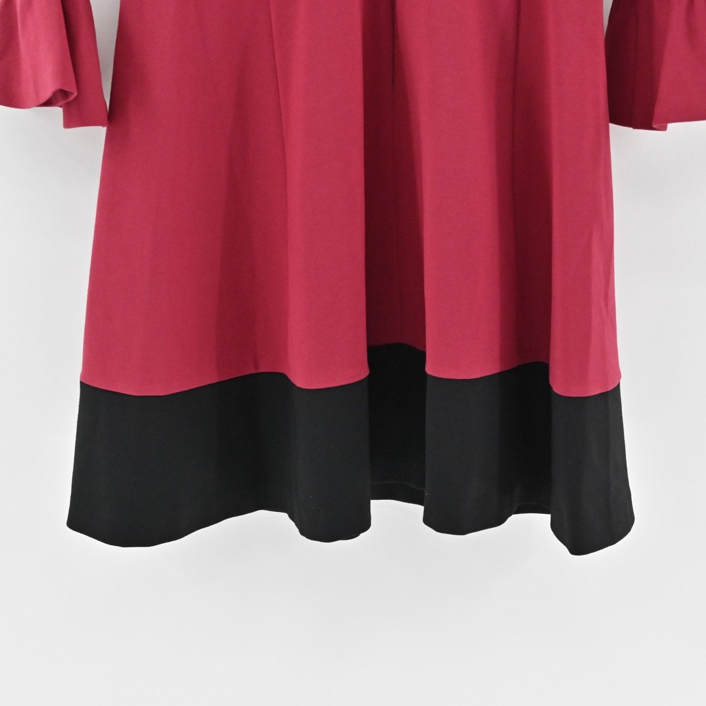 KATE SPADE Bell Sleeve Dress Size S Colorblock Ponte Mini Cranberry Red Black