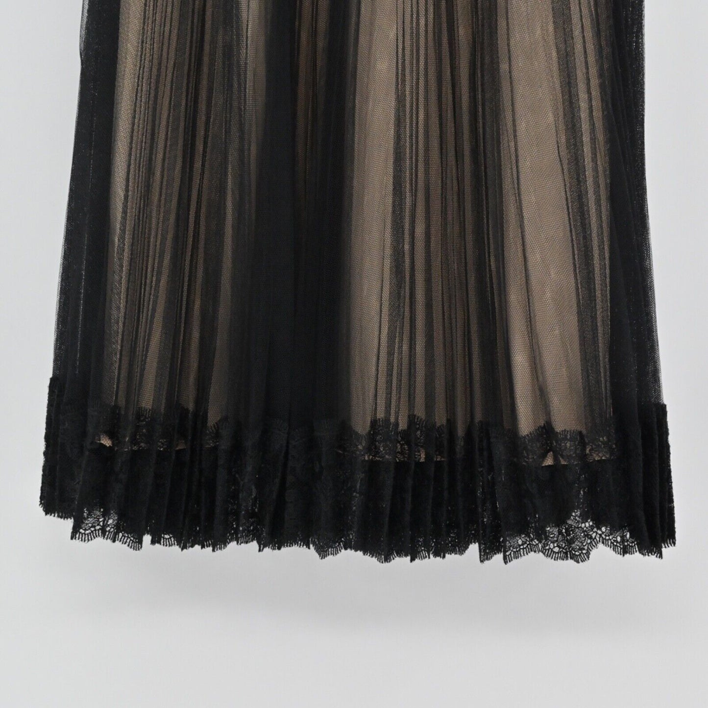 CHRISTOPHER KANE Skirt Womens Size 2 Tulle Pleated Lace Black Retro Coquette