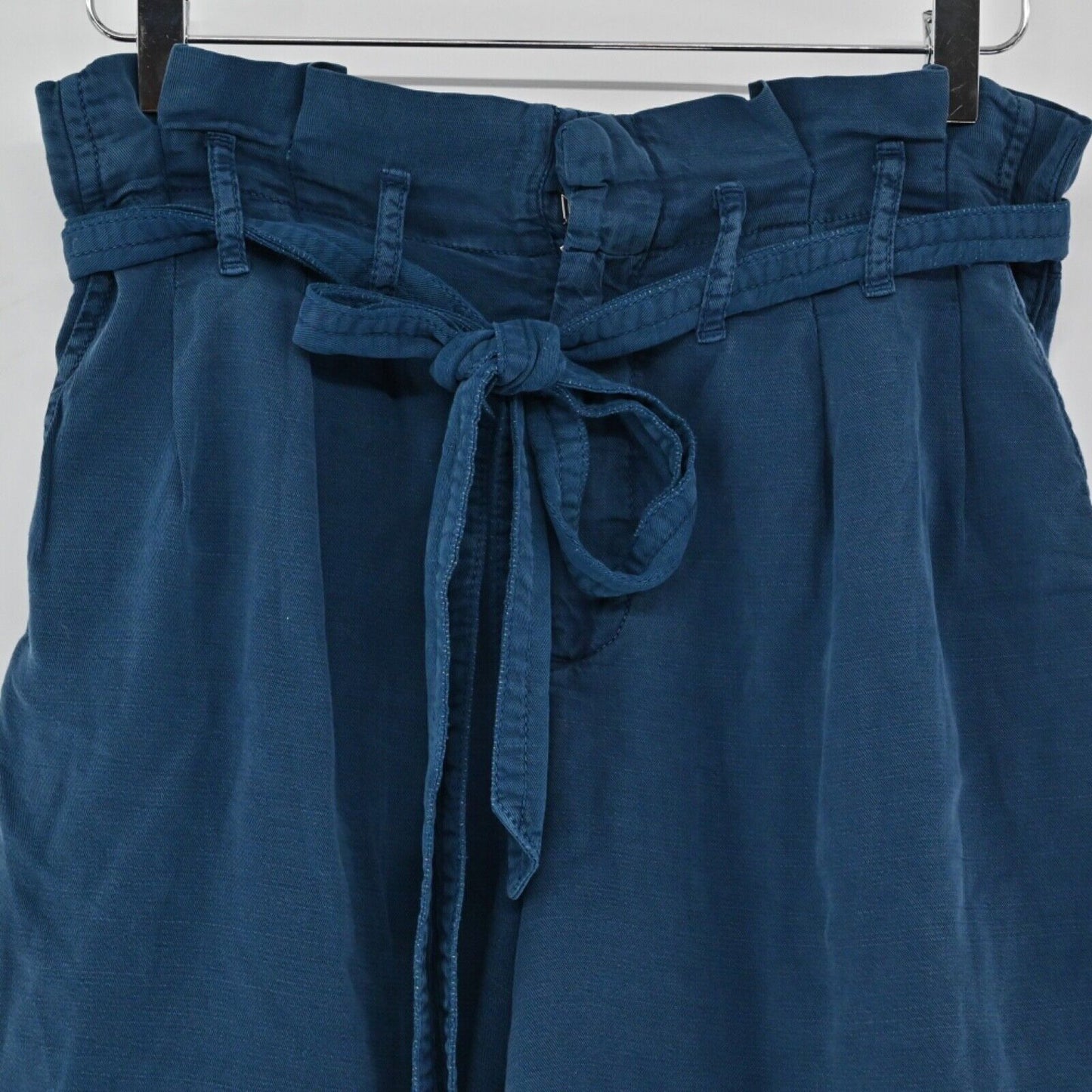 ANTHROPOLOGIE Shorts Womens Size 4 Blue Cotton Tie Paperbag Waist High Rise Rhys