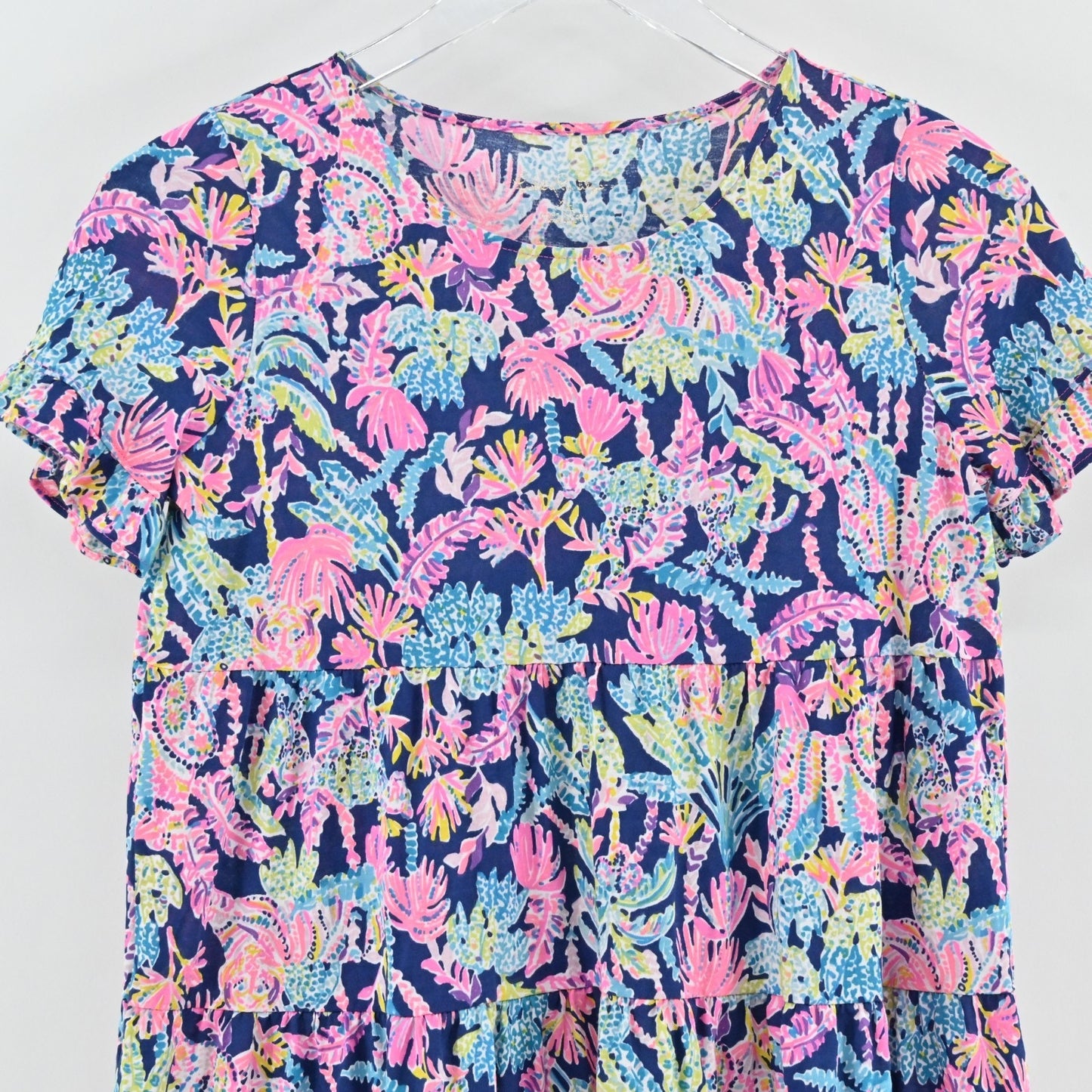 Lilly Pulitzer Girls Jodie Dress Size XL Seen and Herd Short Sleeve Swing Tiered