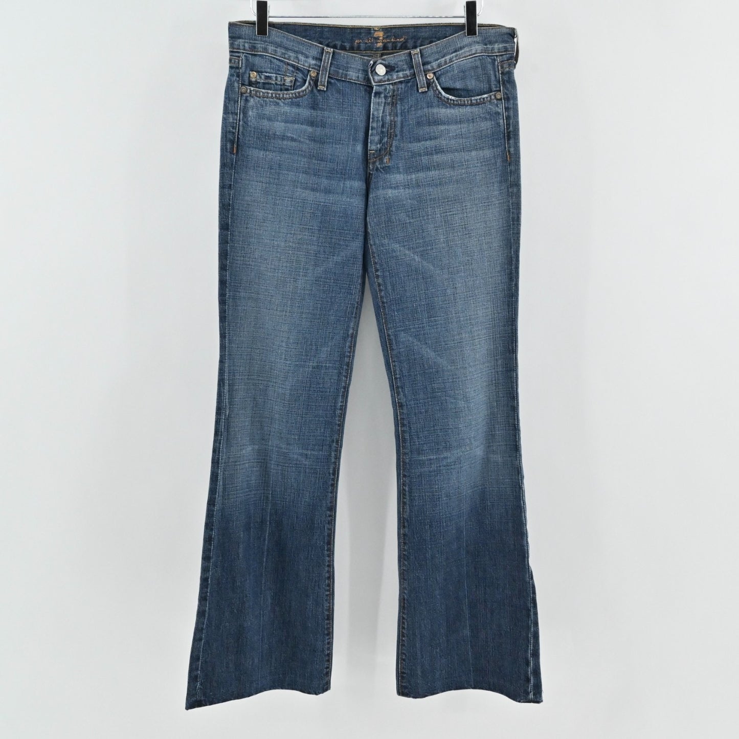 7FAM Womens Dojo Wide Leg Flare Jeans Size 30 Stretch Denim Medium Western USA