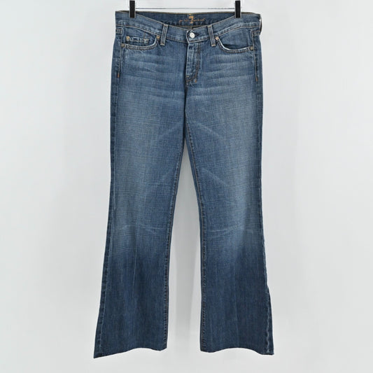 7FAM Womens Dojo Wide Leg Flare Jeans Size 30 Stretch Denim Medium Western USA
