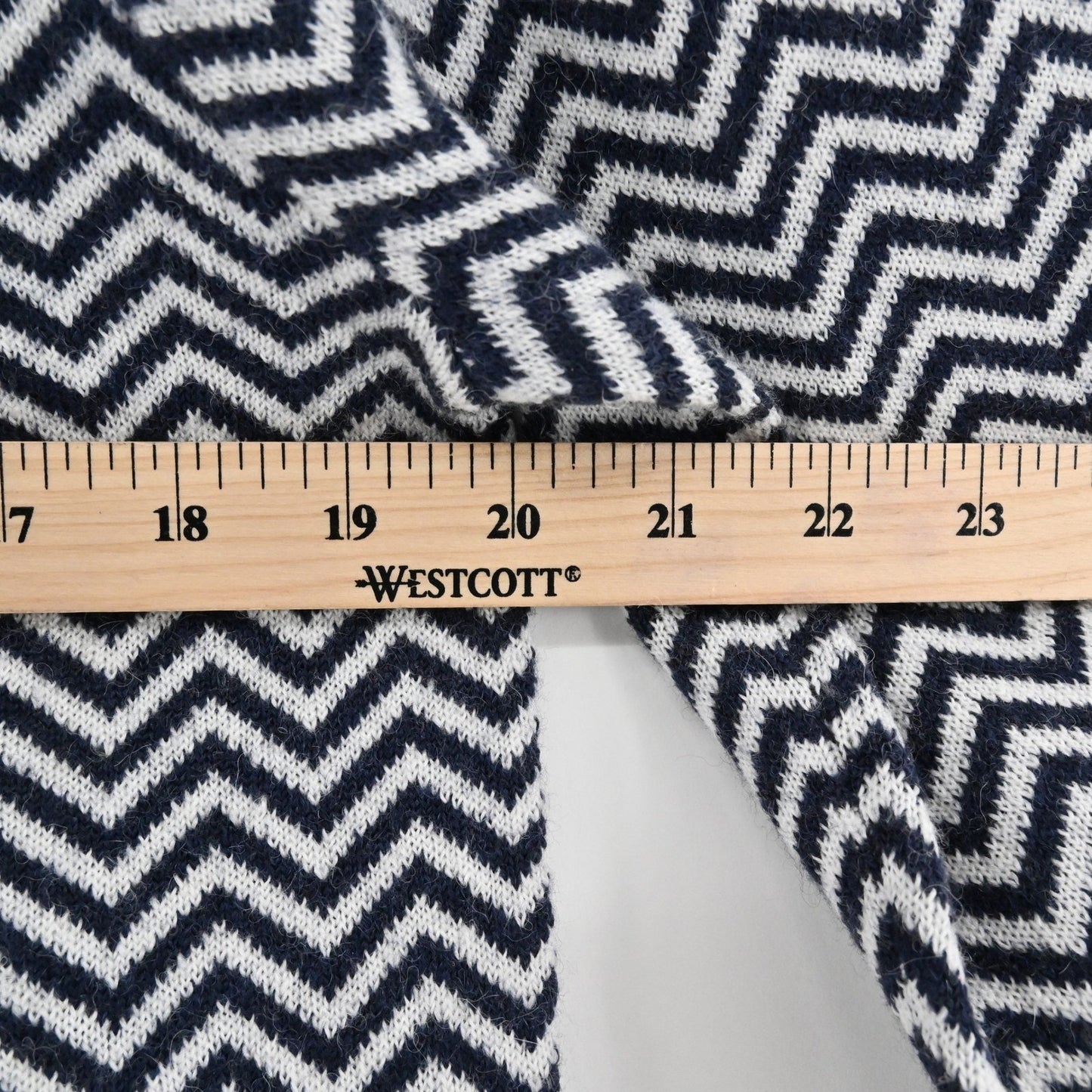 J Crew Womens Chevron Alpaca Sweater Size S Preppy Navy White Mock Neck Button