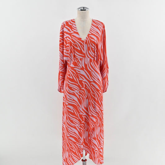 Cabi Saunter Maxi Dress Size S Orange Zebra Dolman Kimono Sleeve Boho Eclectic