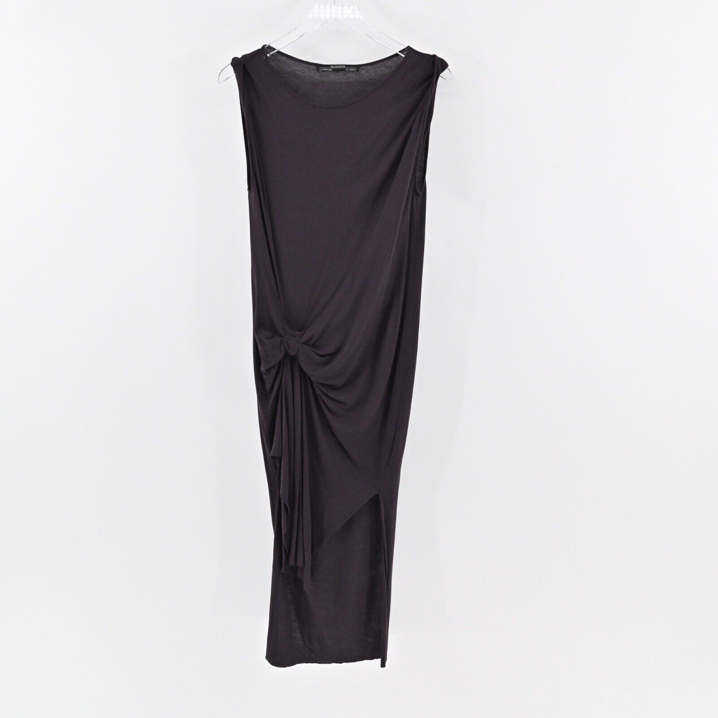 ALLSAINTS Dress Size S Purple Wool Blend Sleeveless Ruched Riviera Jersey Shift