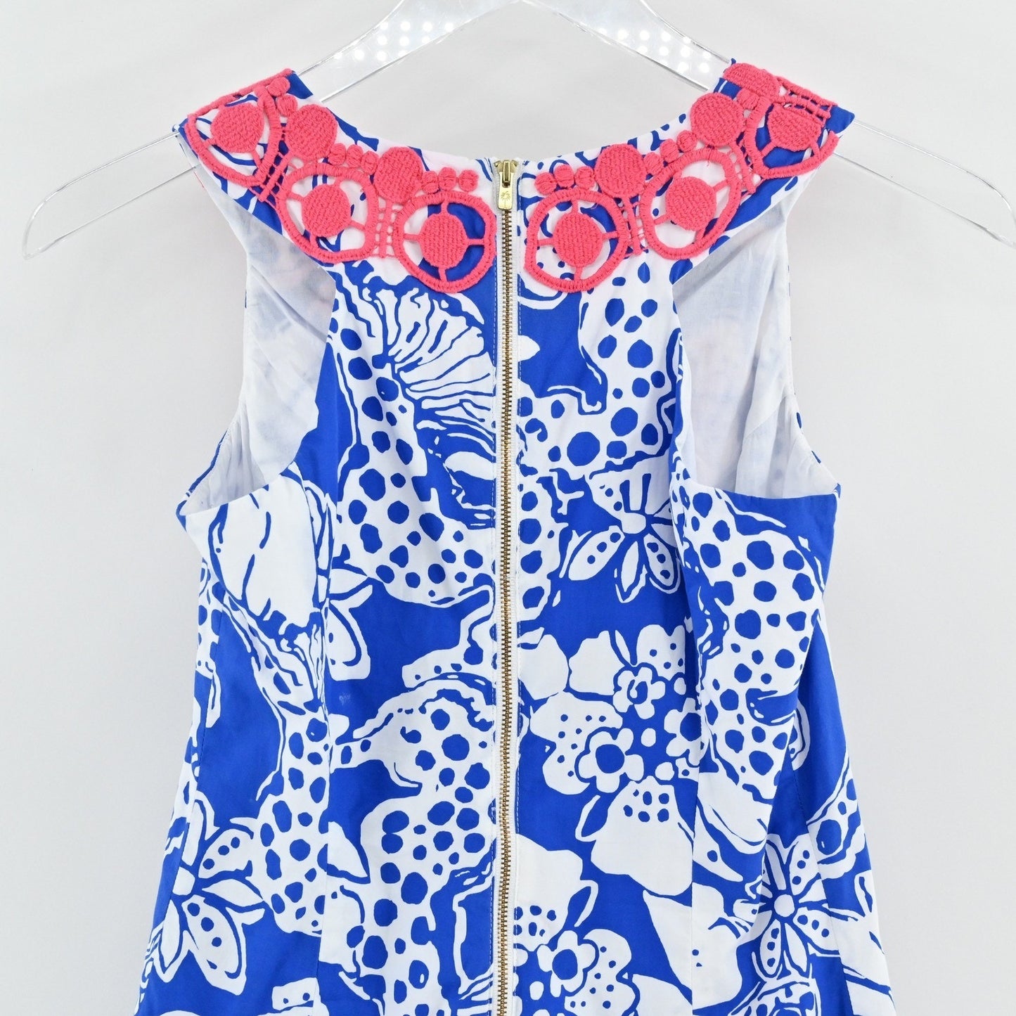 Lilly Pulitzer Augusta Cotton Shift Dress Size 00 Blue Quahog Chowdah Seahorse