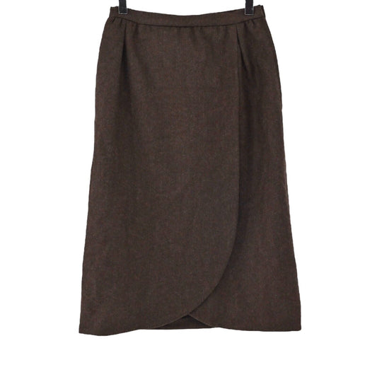 Vtg VALENTINO Skirt Womens Size 4 Brown 100% Wool Tweed Tulip Pencil Career 80s