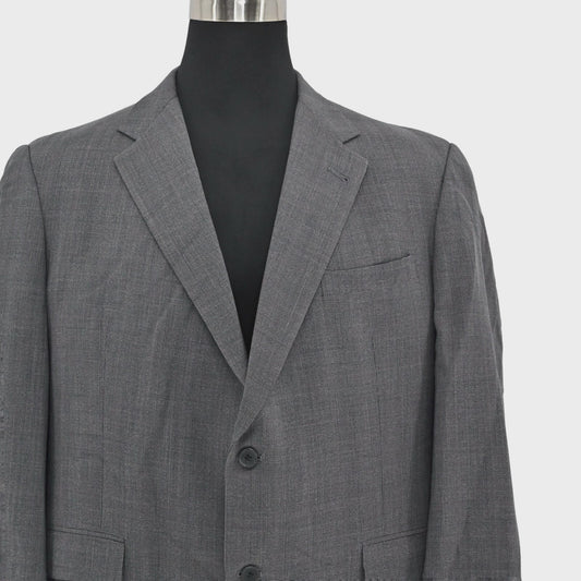 Vtg BURBERRY London Mens Gray Wool Blazer Size 46R Plaid Woolmark Sport Coat