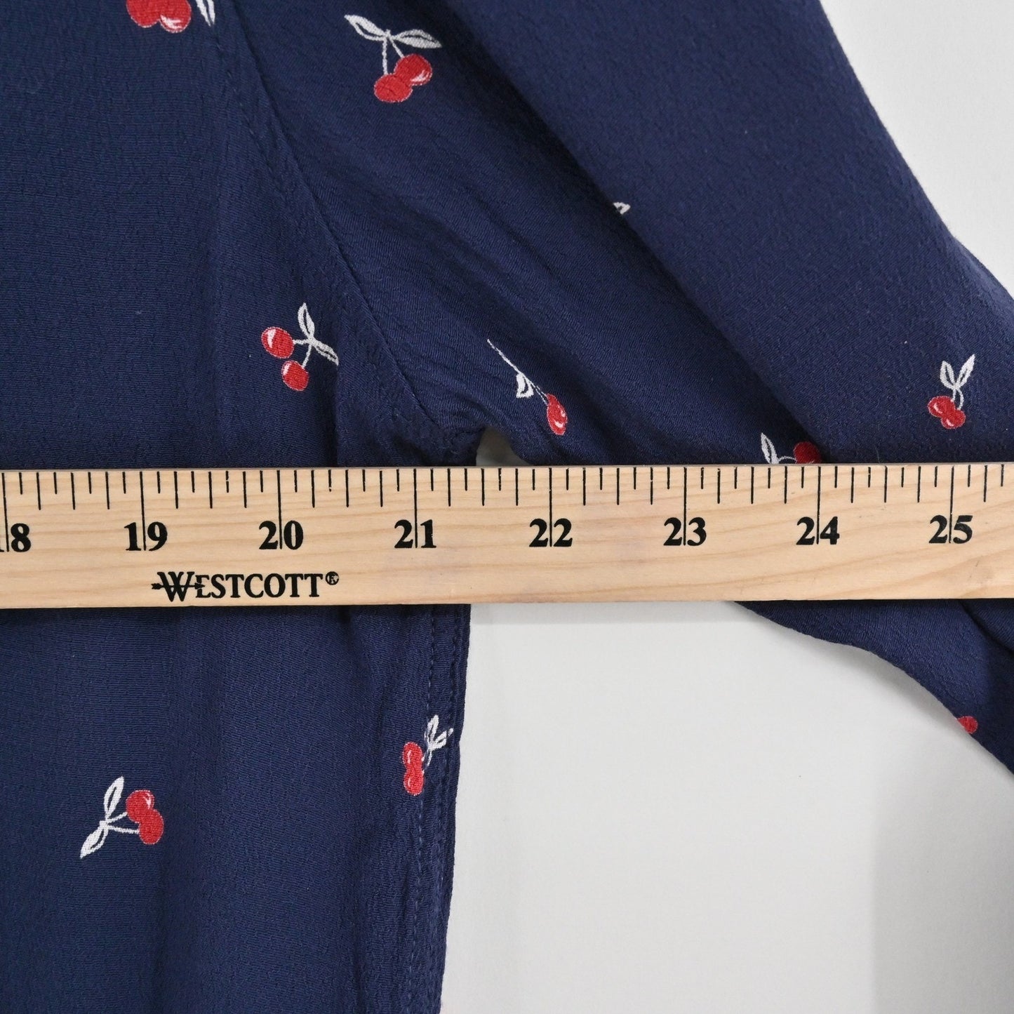 Rails Womens Kate Top Size XS Cherry Print Preppy Button Navy Blue Long Sleeve