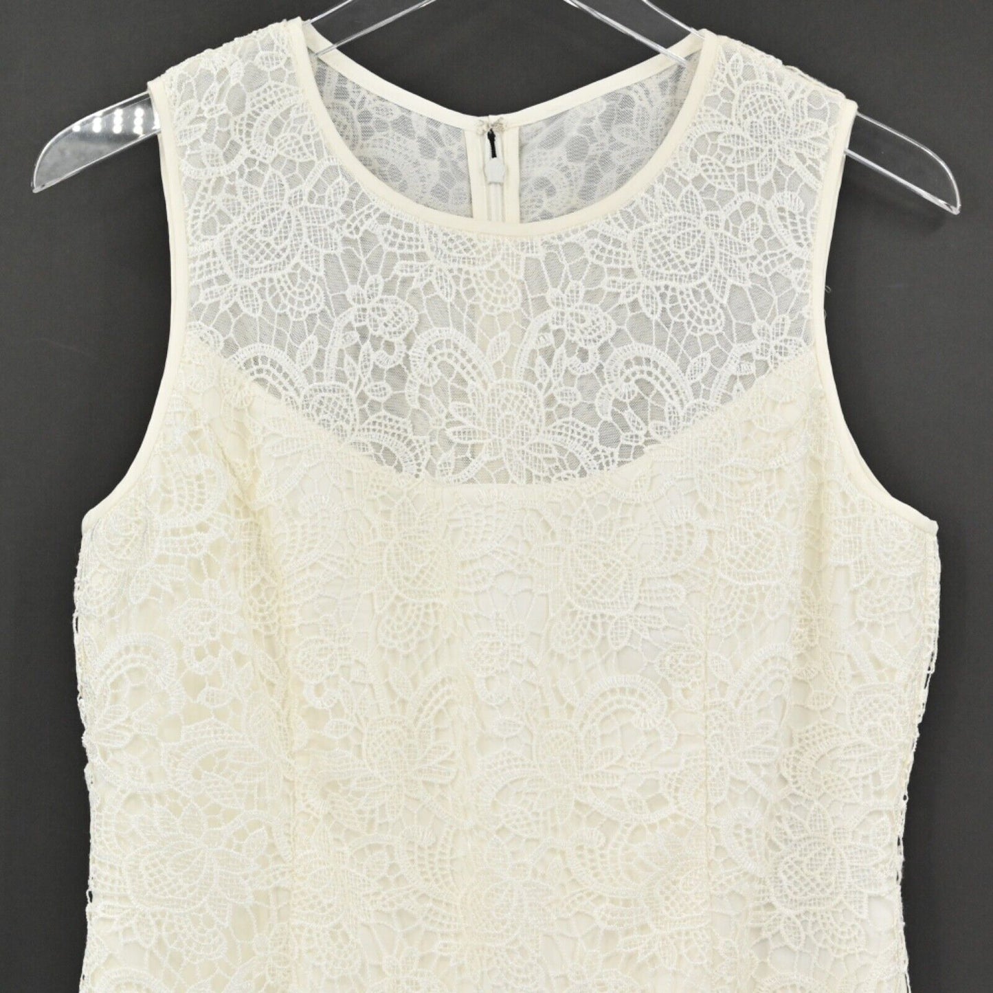 WHBM Dress Womens Sz 10 Ivory Paisley Lace Sleeveless Sheath Crochet Office NEW
