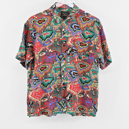 DELUSIONS of GRANDEUR Shirt Mens Size M Multicolor Psychedelic Drip Eye Print