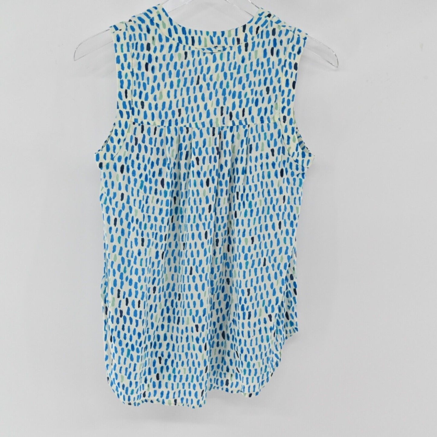 ANTHROPOLOGIE Top Womens Sz 0 MAEVE Blue Dot Button Front Pocket Sunseeker Tank