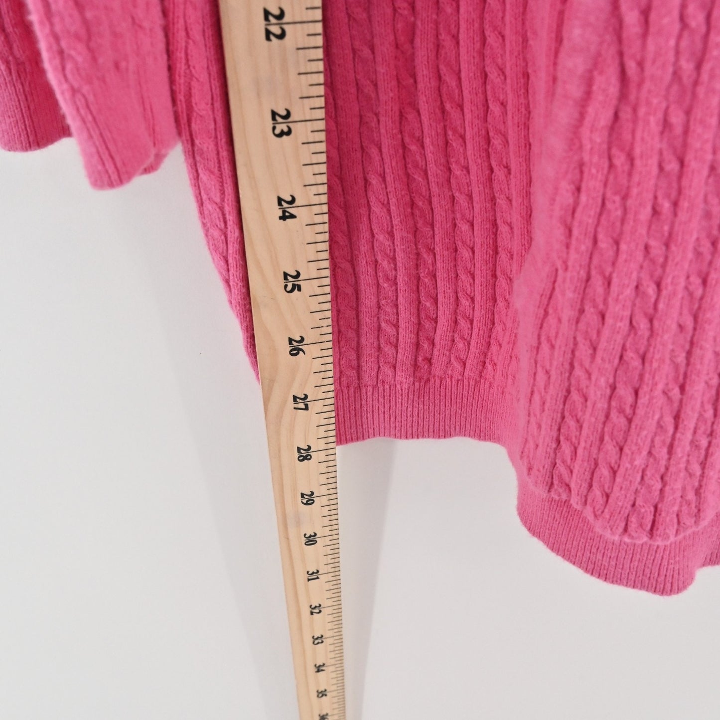 Ralph Lauren Womens Zip Cardigan Sweater Size L Pink Cable Knit Cotton Metallic