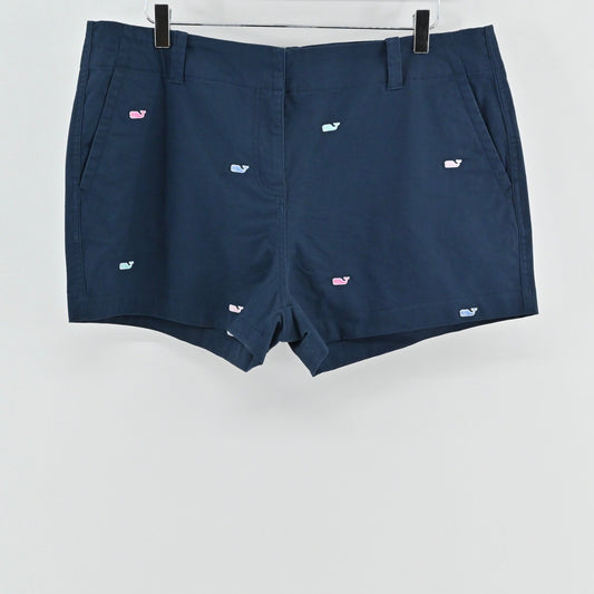 Vineyard Vines Womens Dayboat Classic Shorts Size 16 Navy Logo Embroidered Chino
