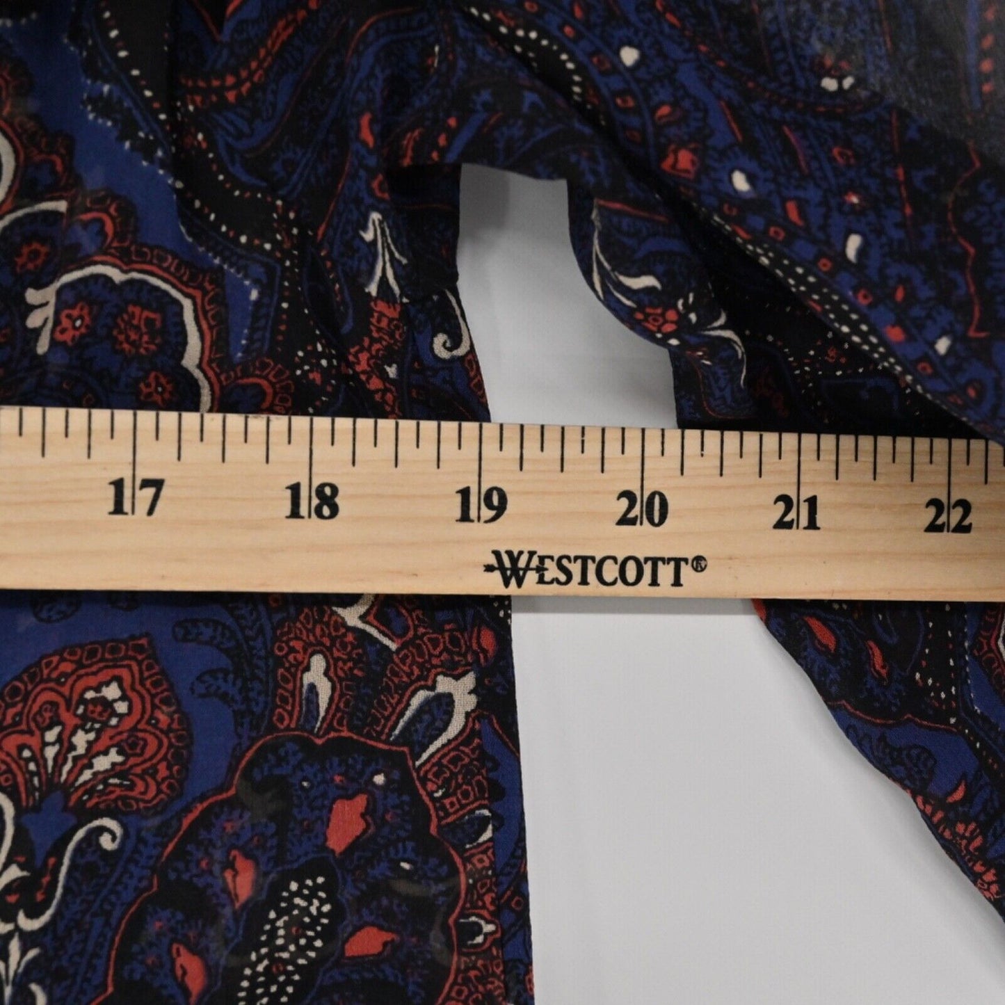 JOIE Top Womens Size XS Blue Paisley Sheer 100% Silk Chiffon Tie Neck 3/4 Sleeve