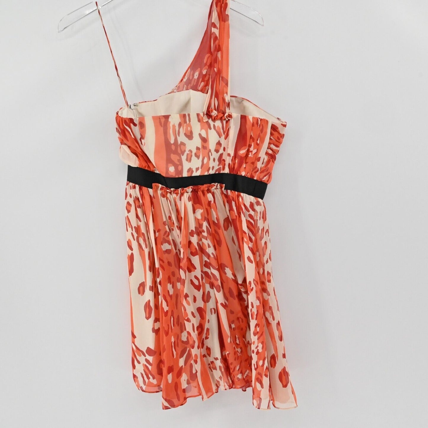 CYNTHIA STEFFE Dress Womens Sz 4 Silk One Shoulder Burnt Orange Printed Mini NEW