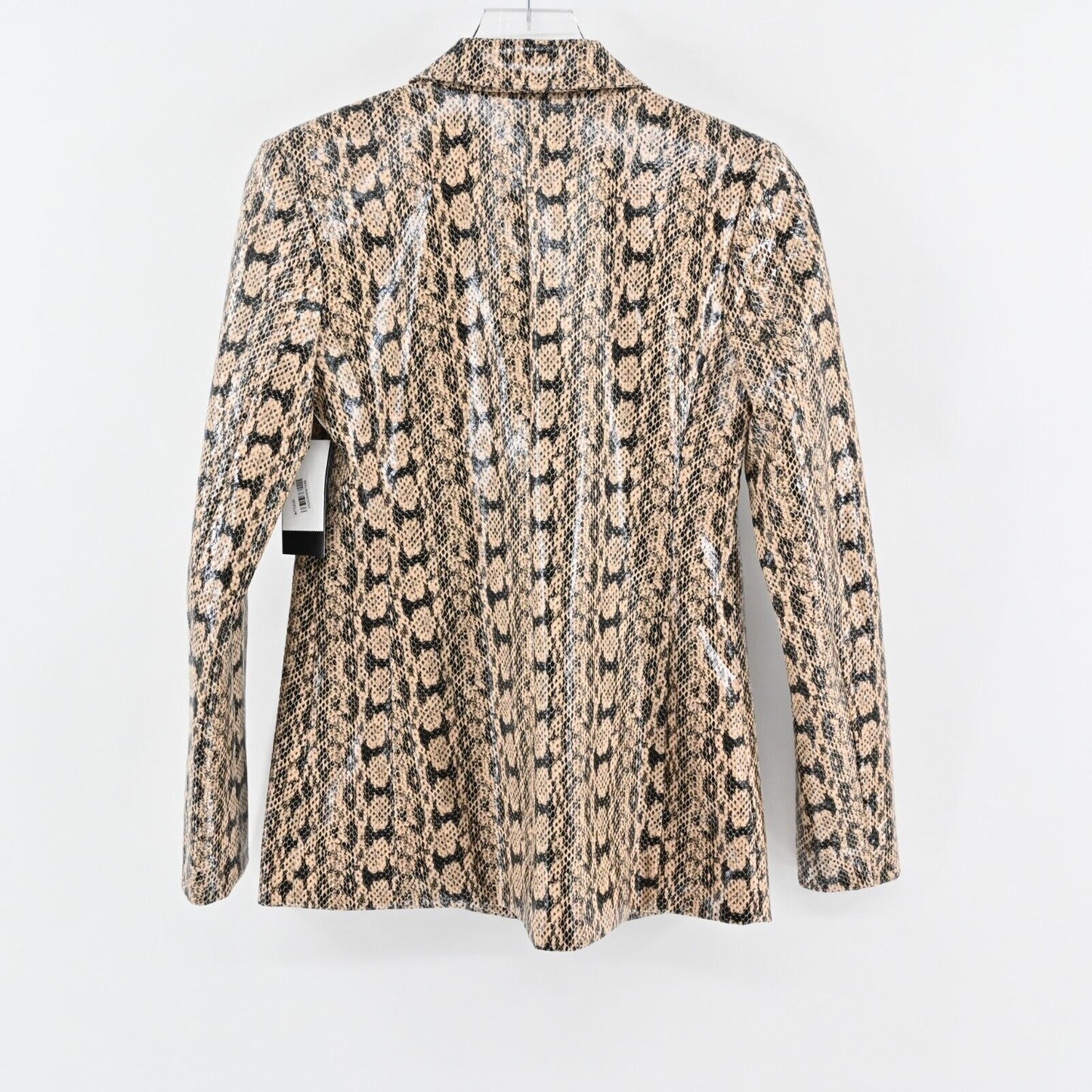 DANIELLE BERNSTEIN Jacket Womens XS Beige Animal Print Snake Blazer Mob Wife NEW