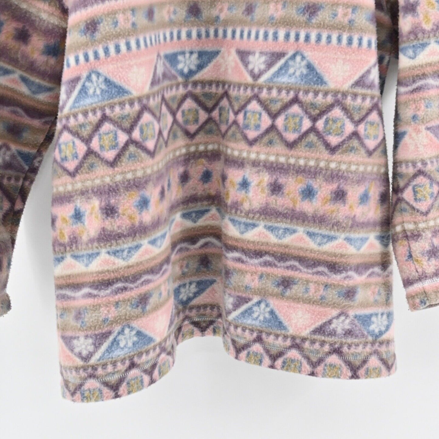 Vtg ALFRED DUNNER Jacket Womens Size L Pink Fair Isle Fleece Button Shacket 90s