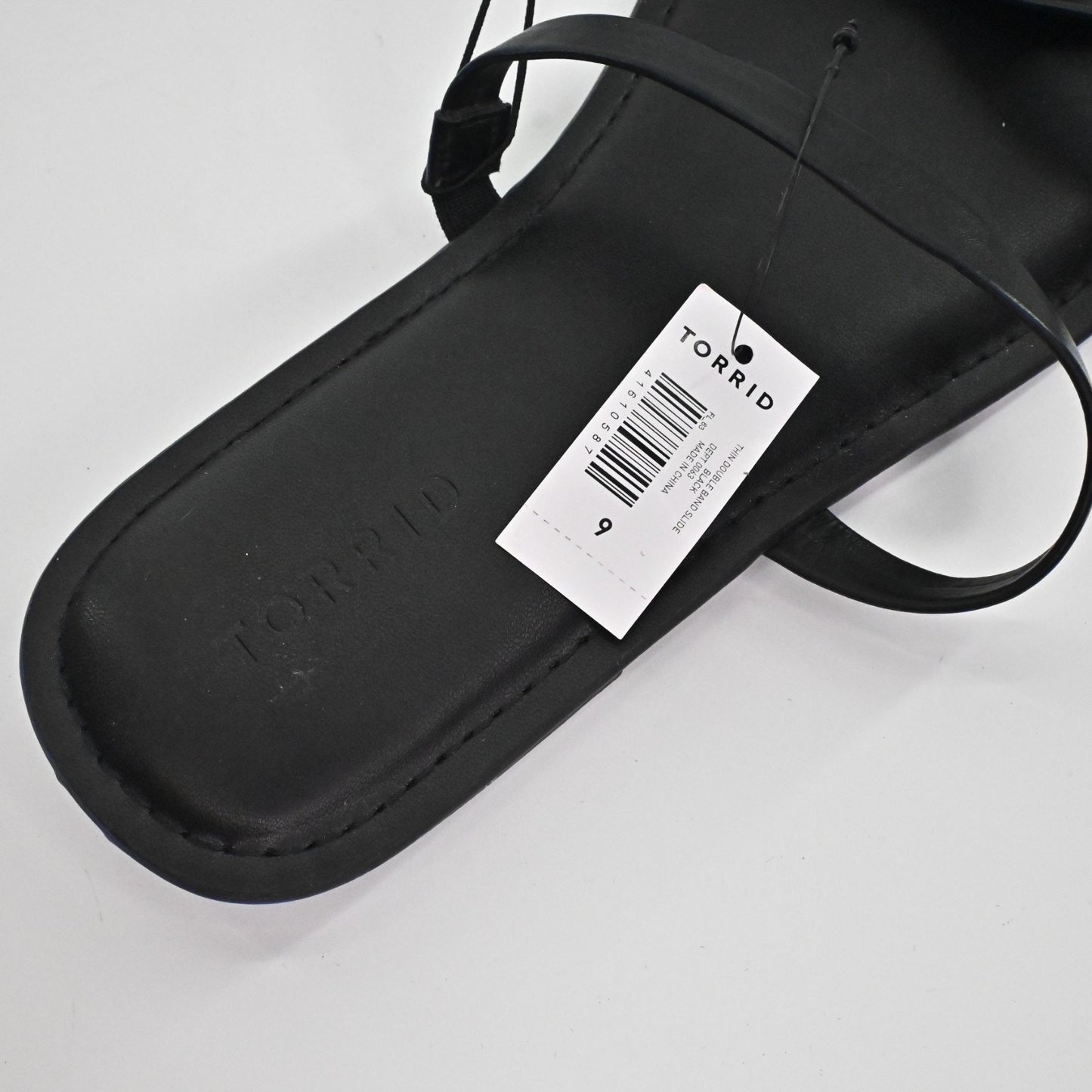 Torrid Womens Thin Double Band Slide Black Sandals Size 9WW NEW Slip On Open Toe