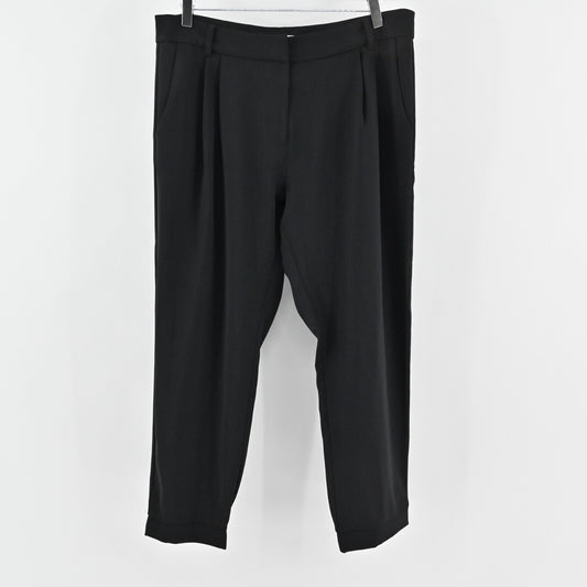 Parker Womens Pleated Pants Sz 12 Black Tapered Cropped Trousers Stretch Office