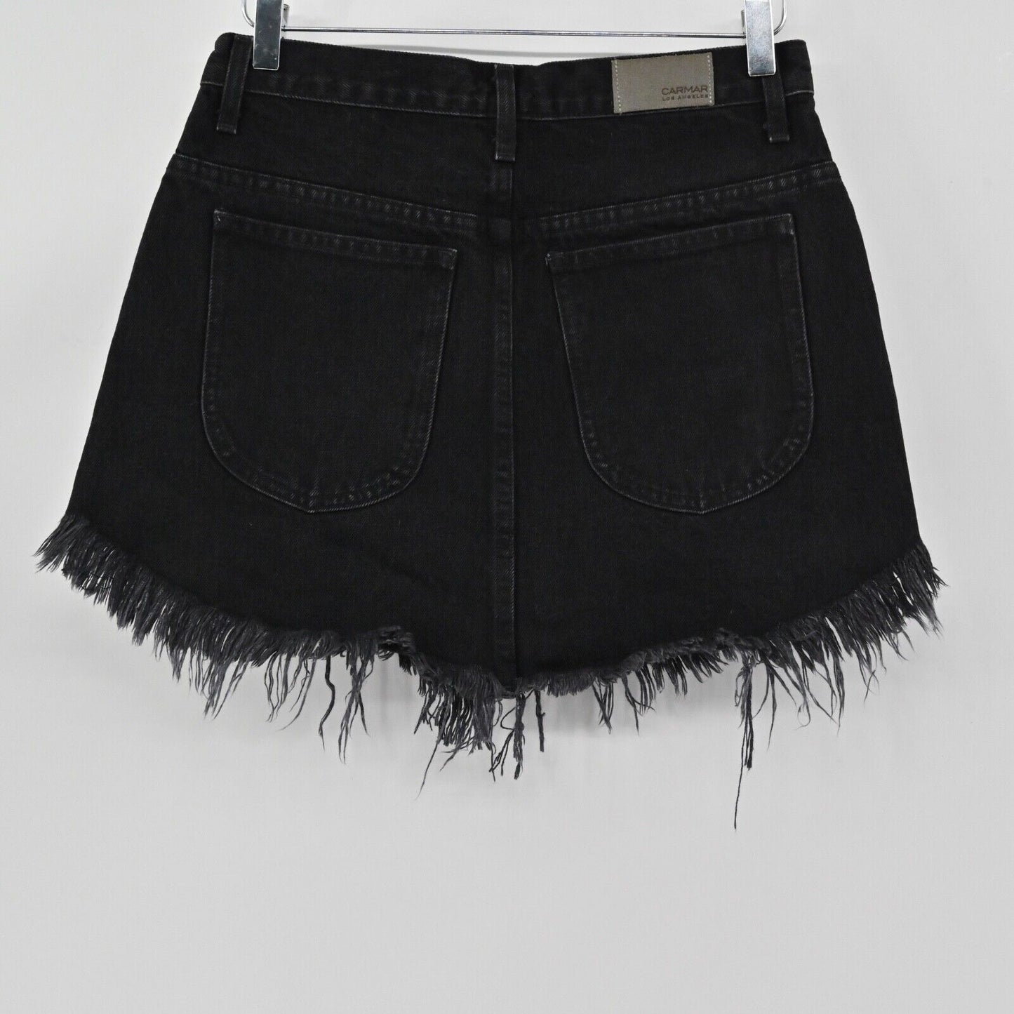 CARMAR Skirt Womens Size 29 Black Leopard Print Distressed Denim Beatrice Mini