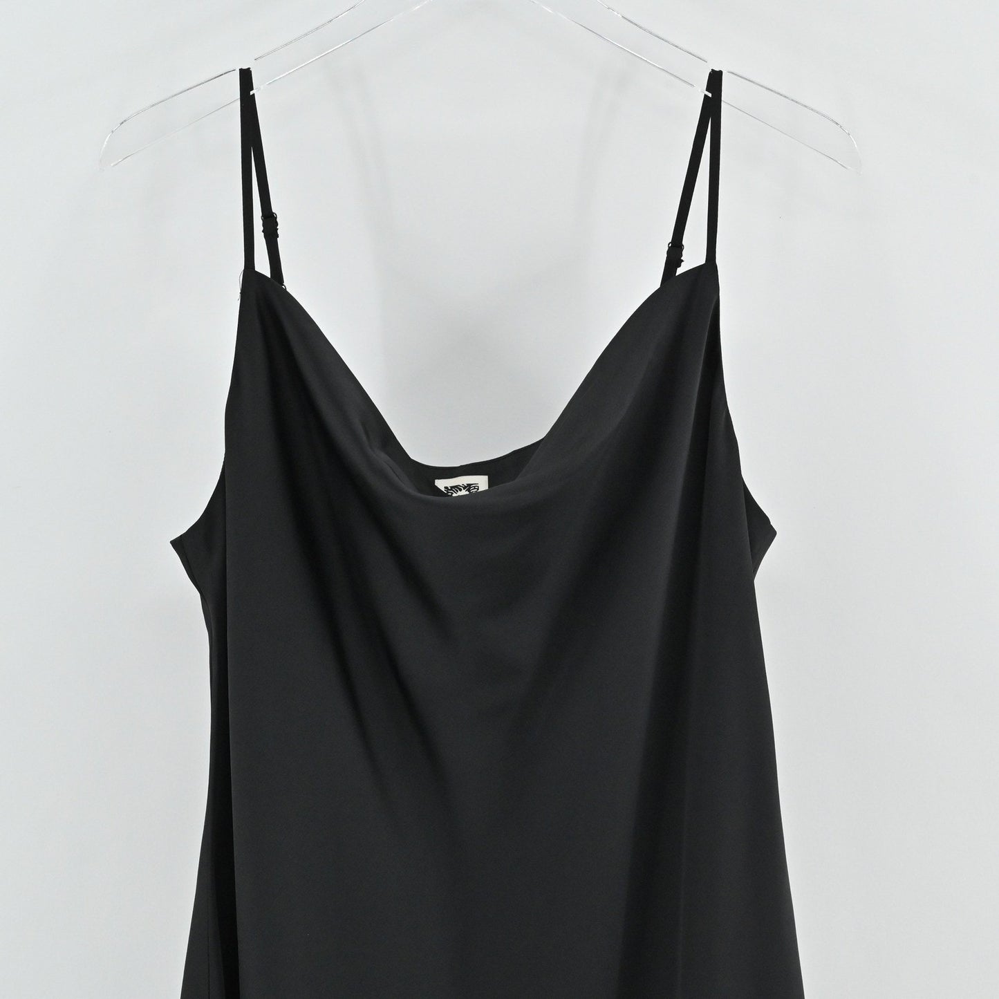 Anne Klein Midi Slip Dress Sz 12 Black Whimsigoth Dark Romantic Satin Cowl Neck