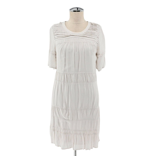 JAMES PERSE Dress Womens Sz XS Standard Pleated Ivory Short Sleeve Shift Viscose