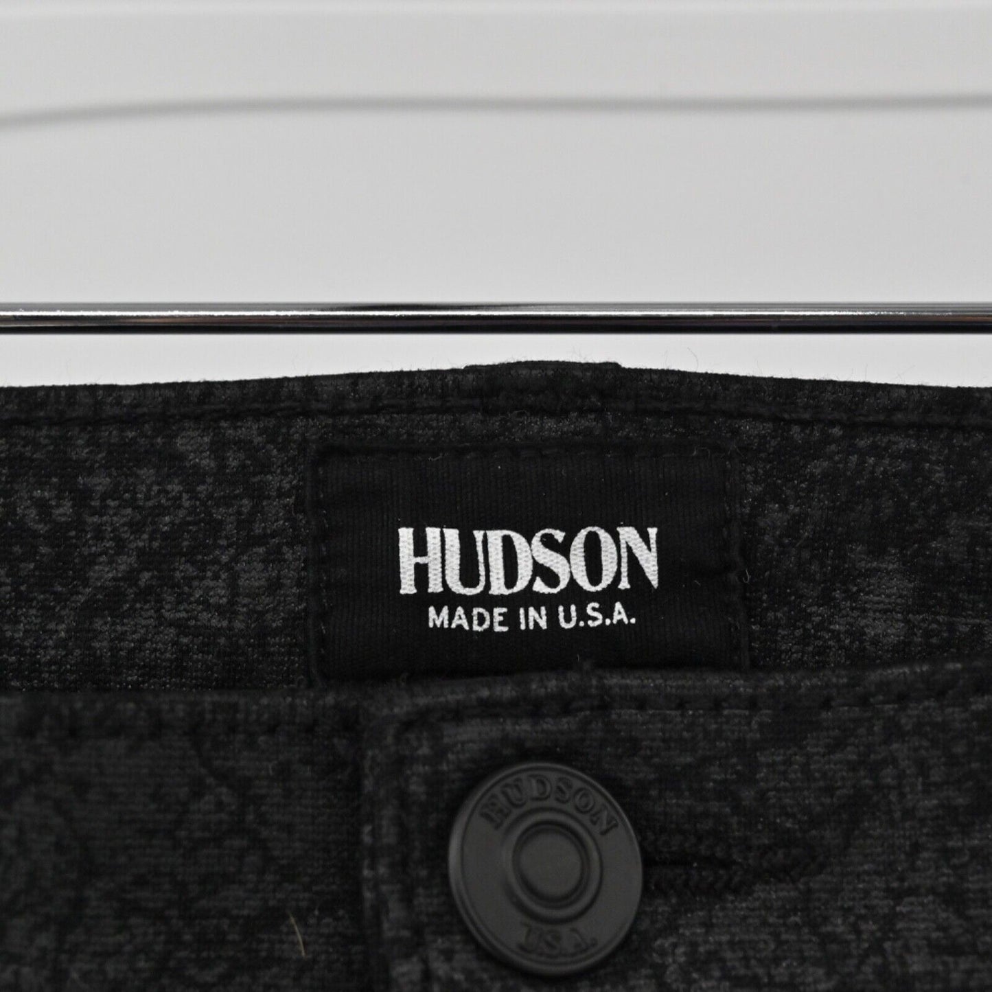 HUDSON Pants Womens Size 30 Black Crackle Nico Mid Rise Super Skinny Stretch USA