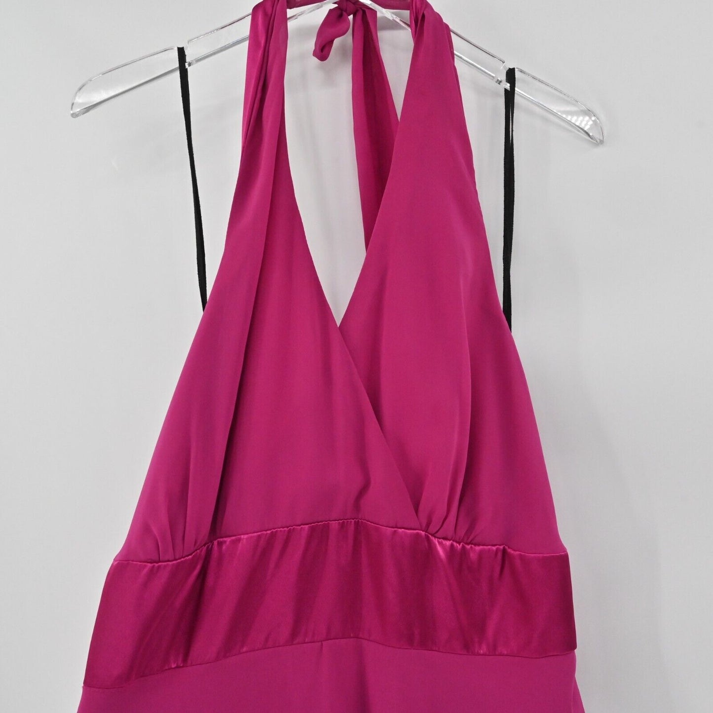 Vtg JESSICA HOWARD Dress Womens Size 16WP Petite Solid Fuchsia Pink Halter Mini
