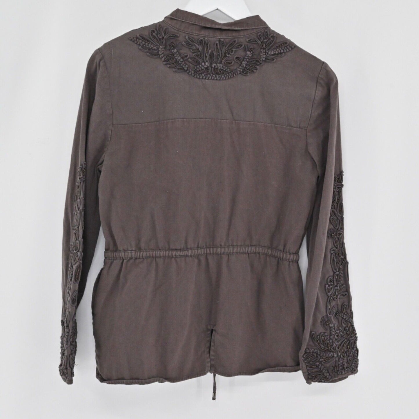 LOVE SAM by ANTHROPOLOGIE Jacket Womens Sz XS Travis Military Brown Embellished77252119